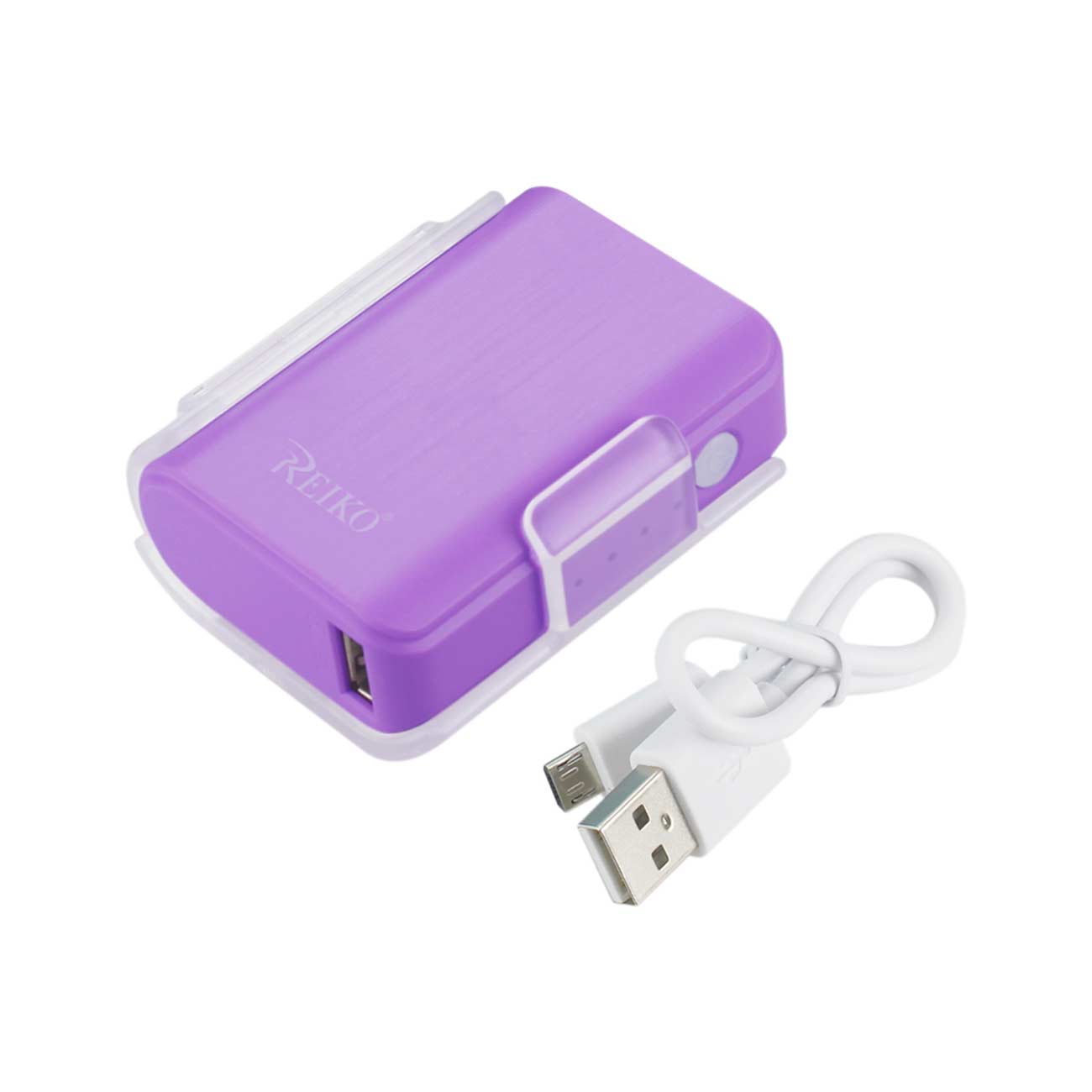 REIKO 4000MAH UNIVERSAL POWER BANK WITH CABLE IN PURPLE SKU:PB4000-PP